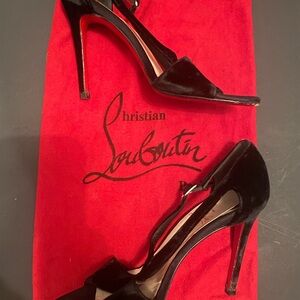 Christian Louboutin Black Velvet Women's Heels Size 37 VINTAGE